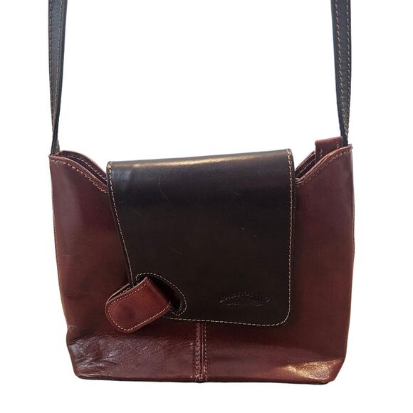 L'Artigiano Brown Leather Magnetic Closure Crossbody Purse Retro Minimalist - Picture 1 of 12
